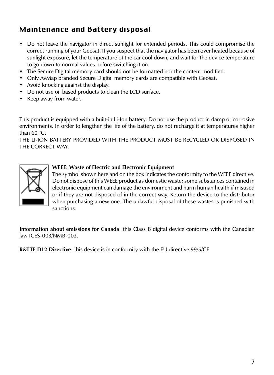 AvMap Geosat 5 series Manual User Manual | Page 7 / 48