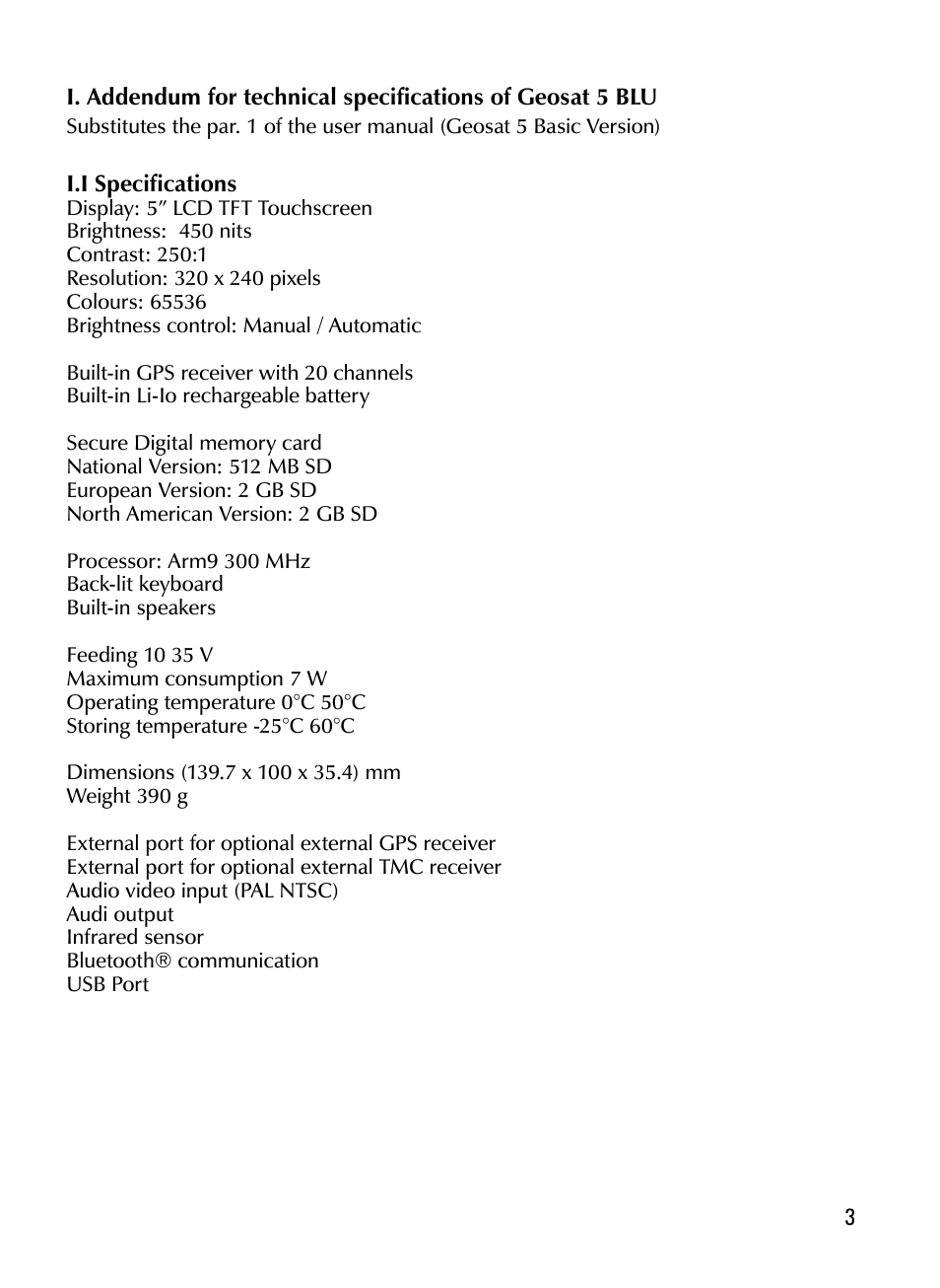 AvMap Geosat 5 GT User Manual | Page 3 / 14