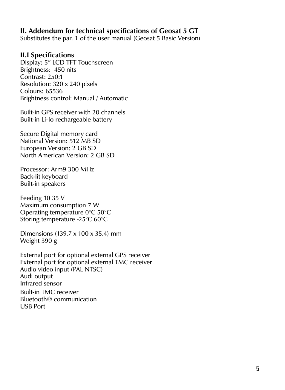 AvMap Geosat 5 GT User Manual | Page 5 / 14