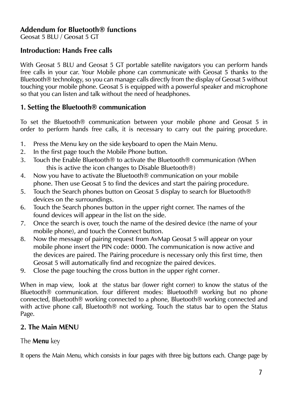 AvMap Geosat 5 GT User Manual | Page 7 / 14