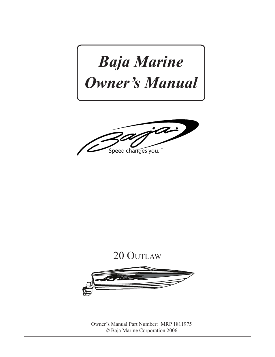 Baja Marine Outlaw 20 User Manual | 83 pages