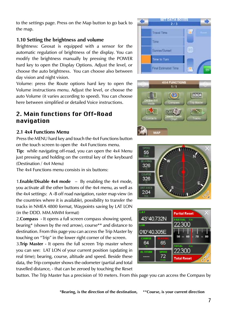 Main functions for off-road navigation | AvMap Geosat4x4 Quick Start User Manual | Page 7 / 16