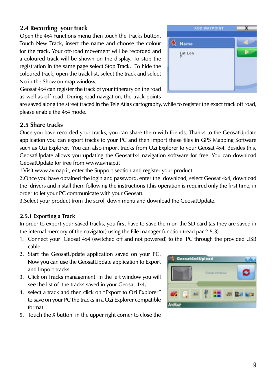 AvMap Geosat4x4 Quick Start User Manual | Page 9 / 16
