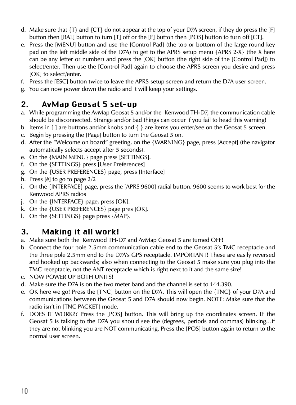 AvMap Geosat 5 APRS User Manual | Page 10 / 12