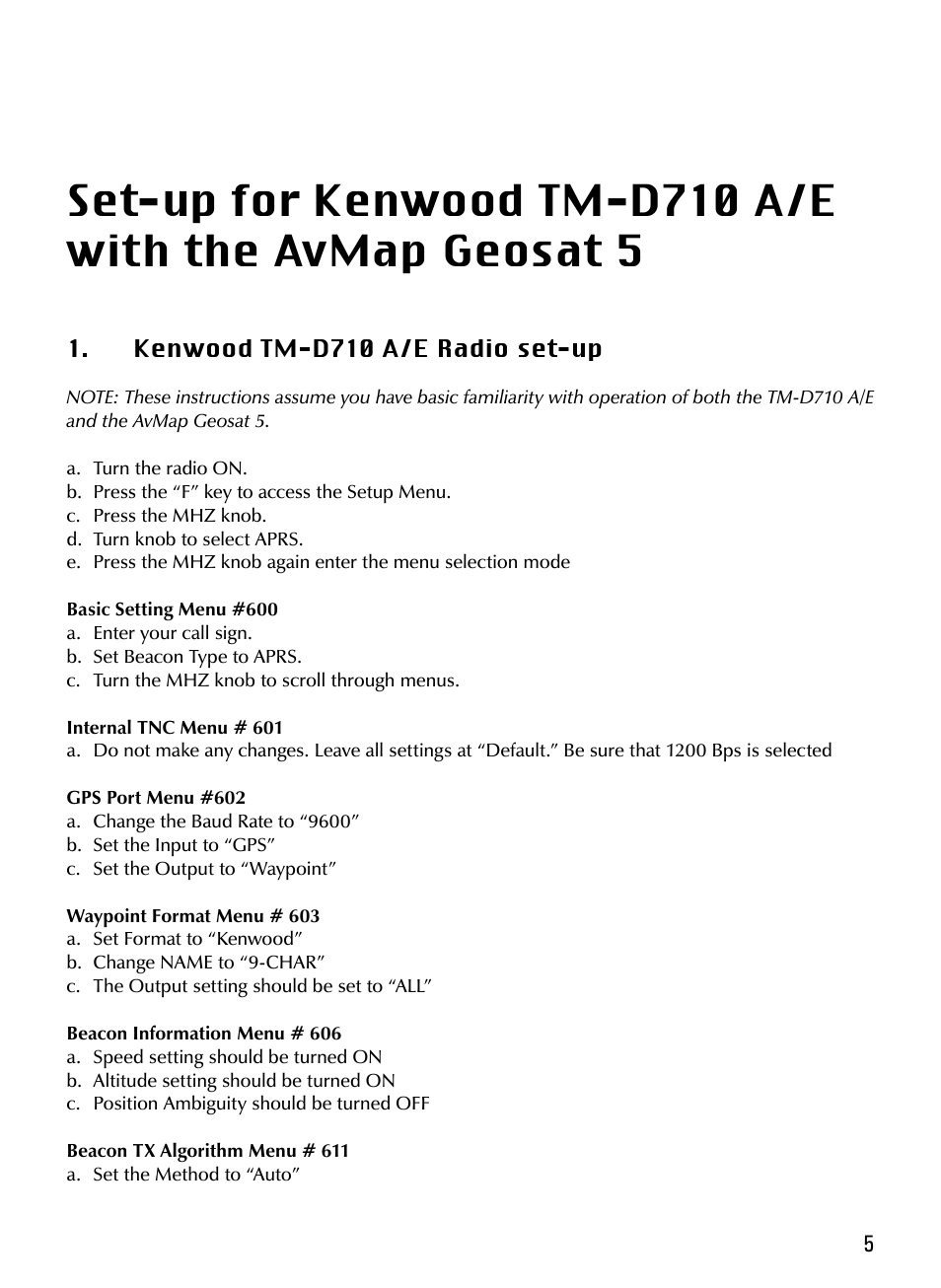 AvMap Geosat 5 APRS User Manual | Page 5 / 12