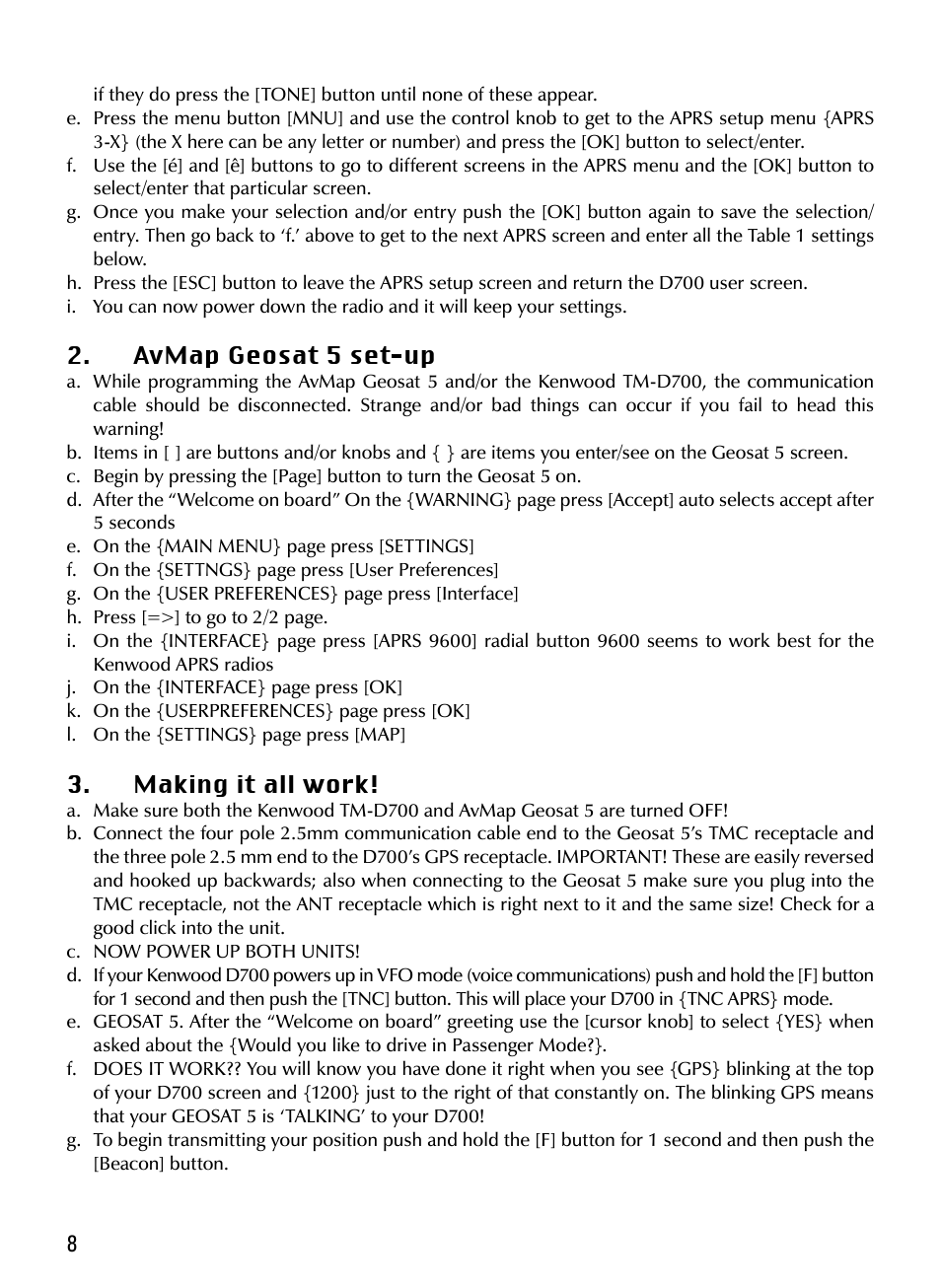 AvMap Geosat 5 APRS User Manual | Page 8 / 12