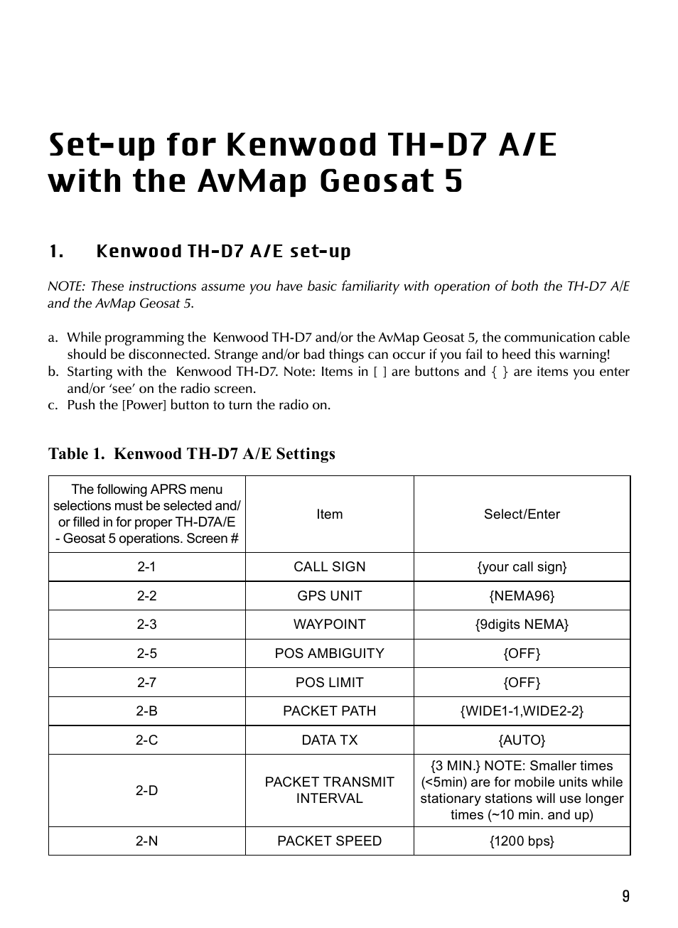 AvMap Geosat 5 APRS User Manual | Page 9 / 12