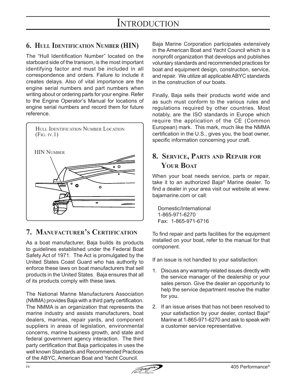 Ntroduction, Hin) | Baja Marine Performance 405 User Manual | Page 6 / 88