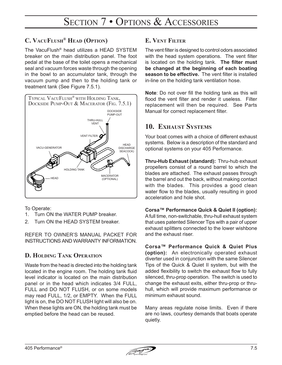7 • o, Ection, Ptions | Ccessories, C. v, D. h, E. v | Baja Marine Performance 405 User Manual | Page 67 / 88