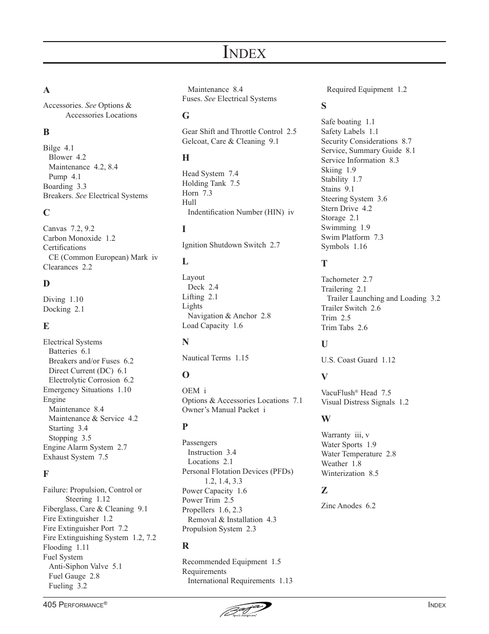 Ndex | Baja Marine Performance 405 User Manual | Page 87 / 88