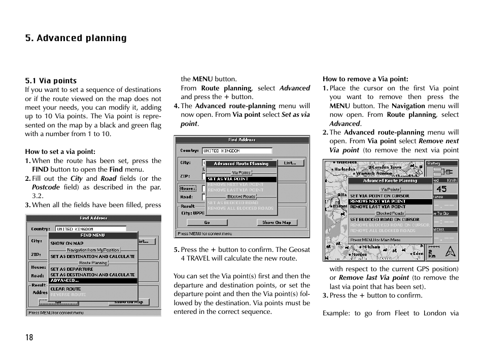 Advanced planning | AvMap Geosat 4 TRAVEL Europe User Manual | Page 18 / 60