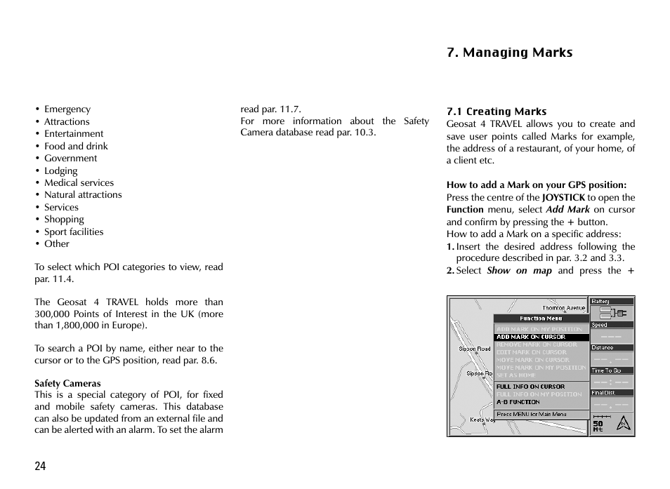 Managing marks | AvMap Geosat 4 TRAVEL Europe User Manual | Page 24 / 60