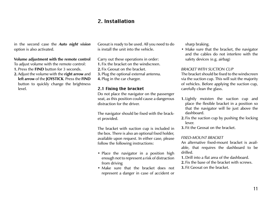 Installation | AvMap GEOSAT 4 TRUCK User Manual | Page 11 / 60