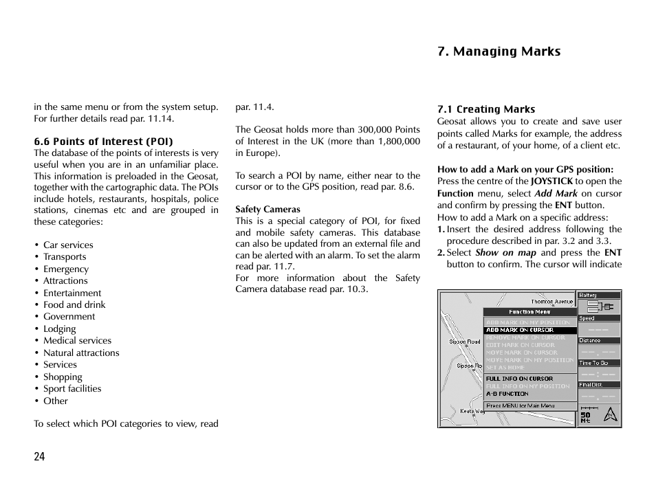 Managing marks | AvMap GEOSAT 4 TRUCK User Manual | Page 24 / 60