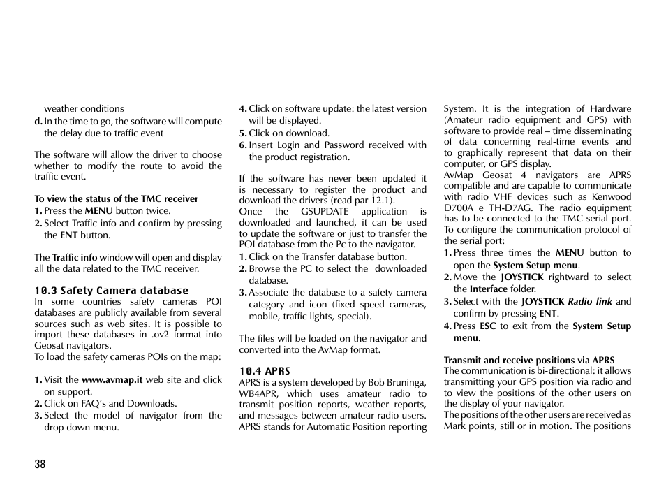 AvMap GEOSAT 4 TRUCK User Manual | Page 38 / 60