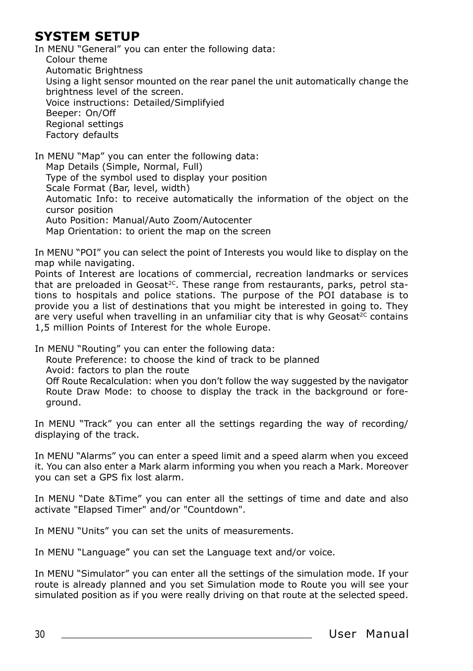 System setup, User manual | AvMap Geosat 2C User Manual | Page 10 / 17