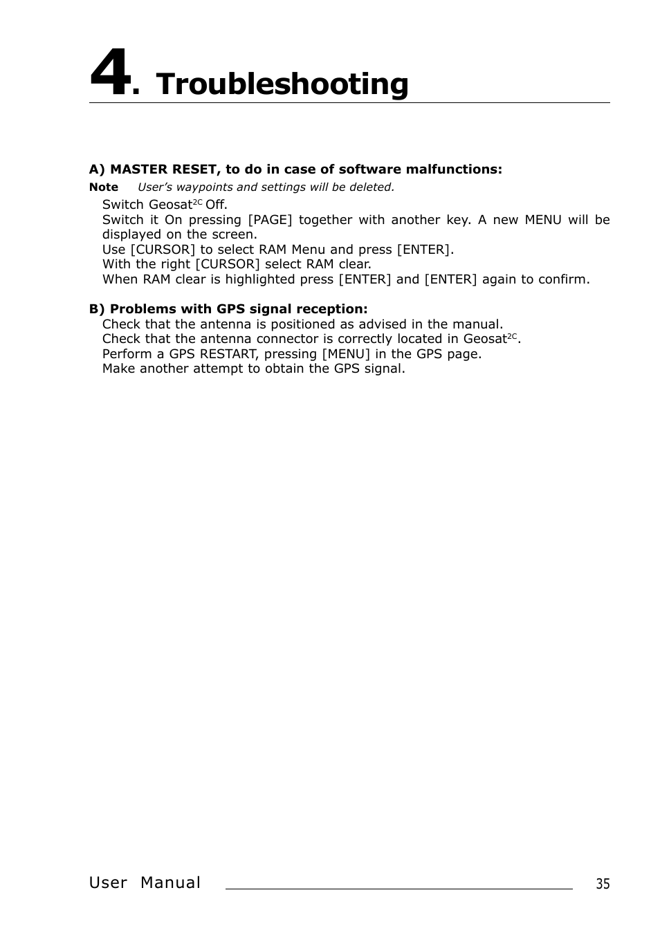 Troubleshooting | AvMap Geosat 2C User Manual | Page 15 / 17