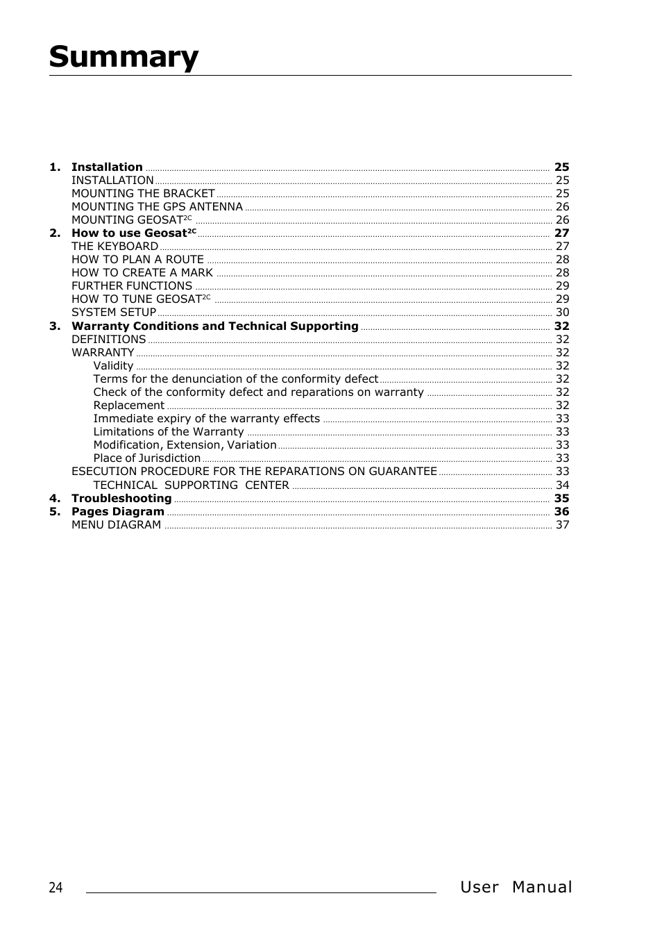 Summary, User manual | AvMap Geosat 2C User Manual | Page 4 / 17