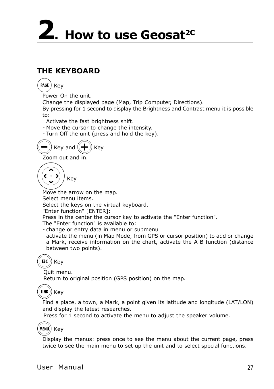 How to use geosat, 2c the keyboard | AvMap Geosat 2C User Manual | Page 7 / 17