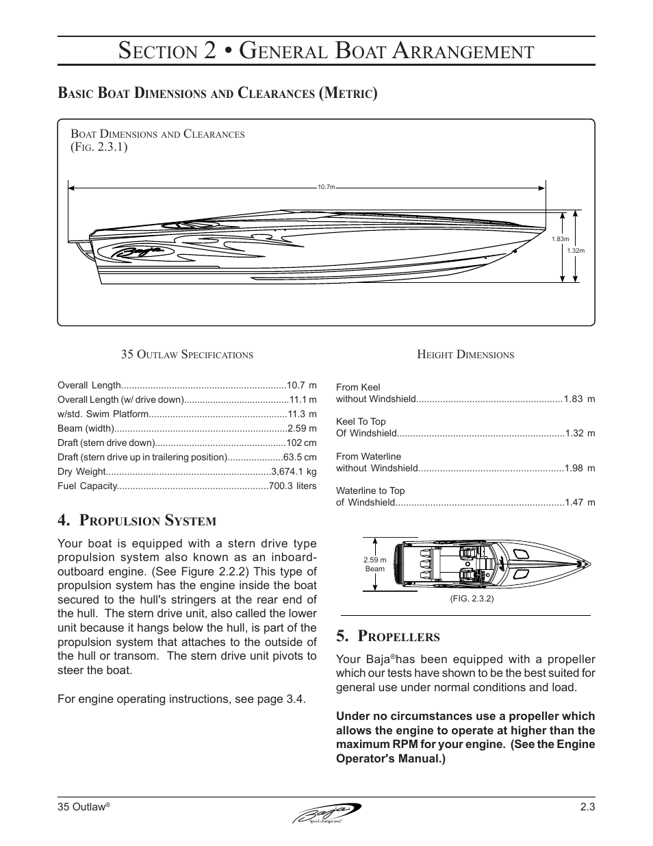 2 • g, Ection, Eneral | Rrangement | Baja Marine Outlaw 35 User Manual | Page 32 / 85