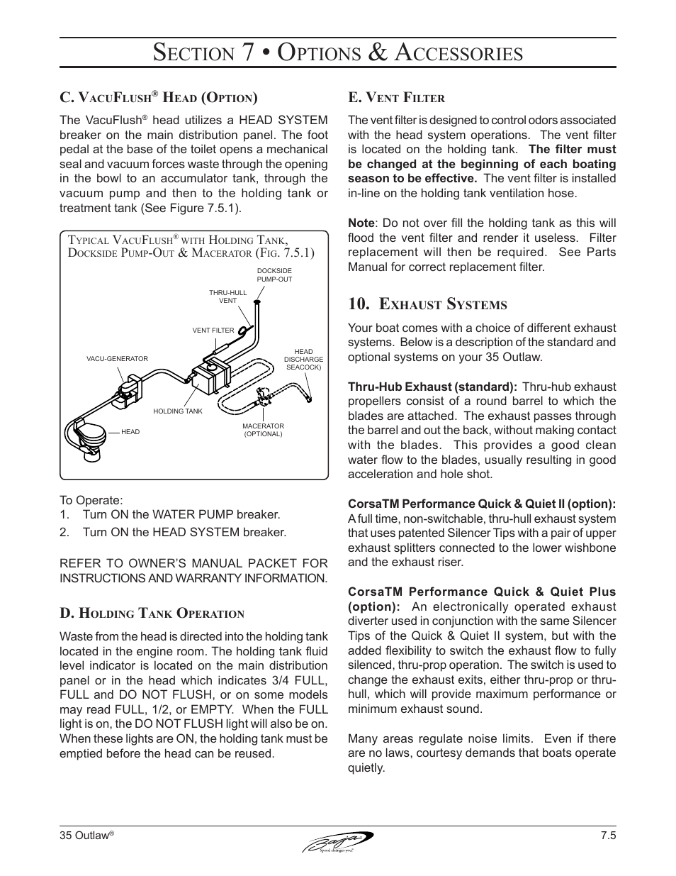 7 • o, Ection, Ptions | Ccessories, C. v, D. h, E. v | Baja Marine Outlaw 35 User Manual | Page 65 / 85