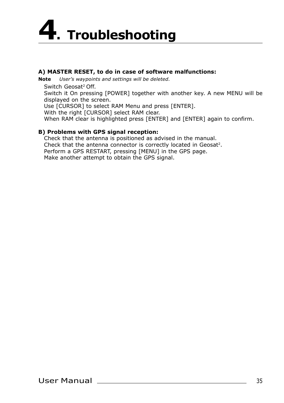 Troubleshooting | AvMap Geosat 2 User Manual | Page 15 / 17