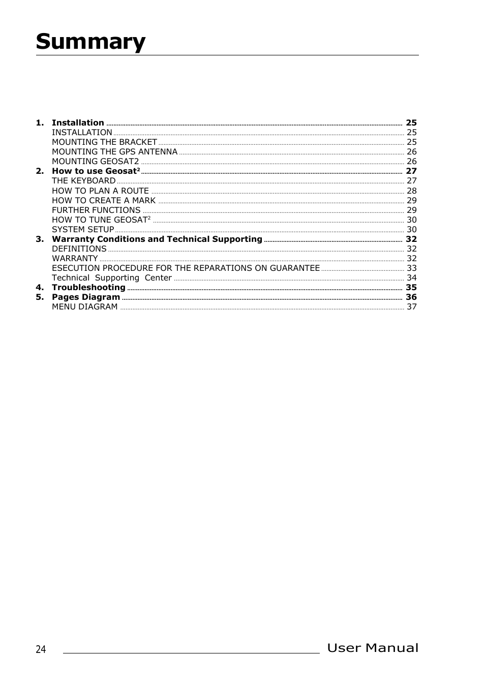 Summary, User manual | AvMap Geosat 2 User Manual | Page 4 / 17