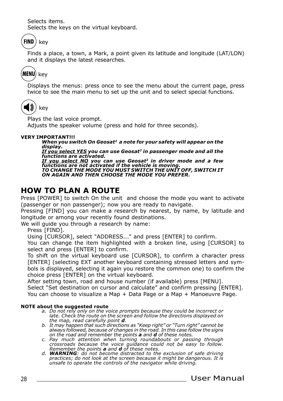 How to plan a route, User manual | AvMap Geosat 2 User Manual | Page 8 / 17
