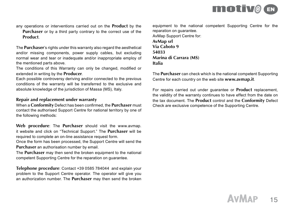 AvMap Motivo User Manual | Page 15 / 20