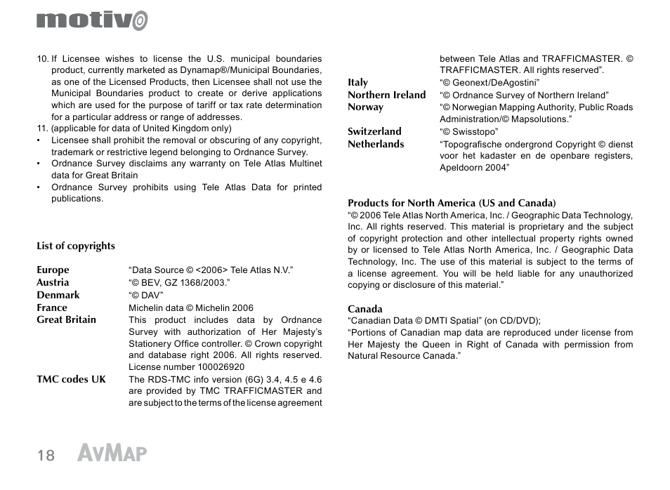 AvMap Motivo User Manual | Page 18 / 20