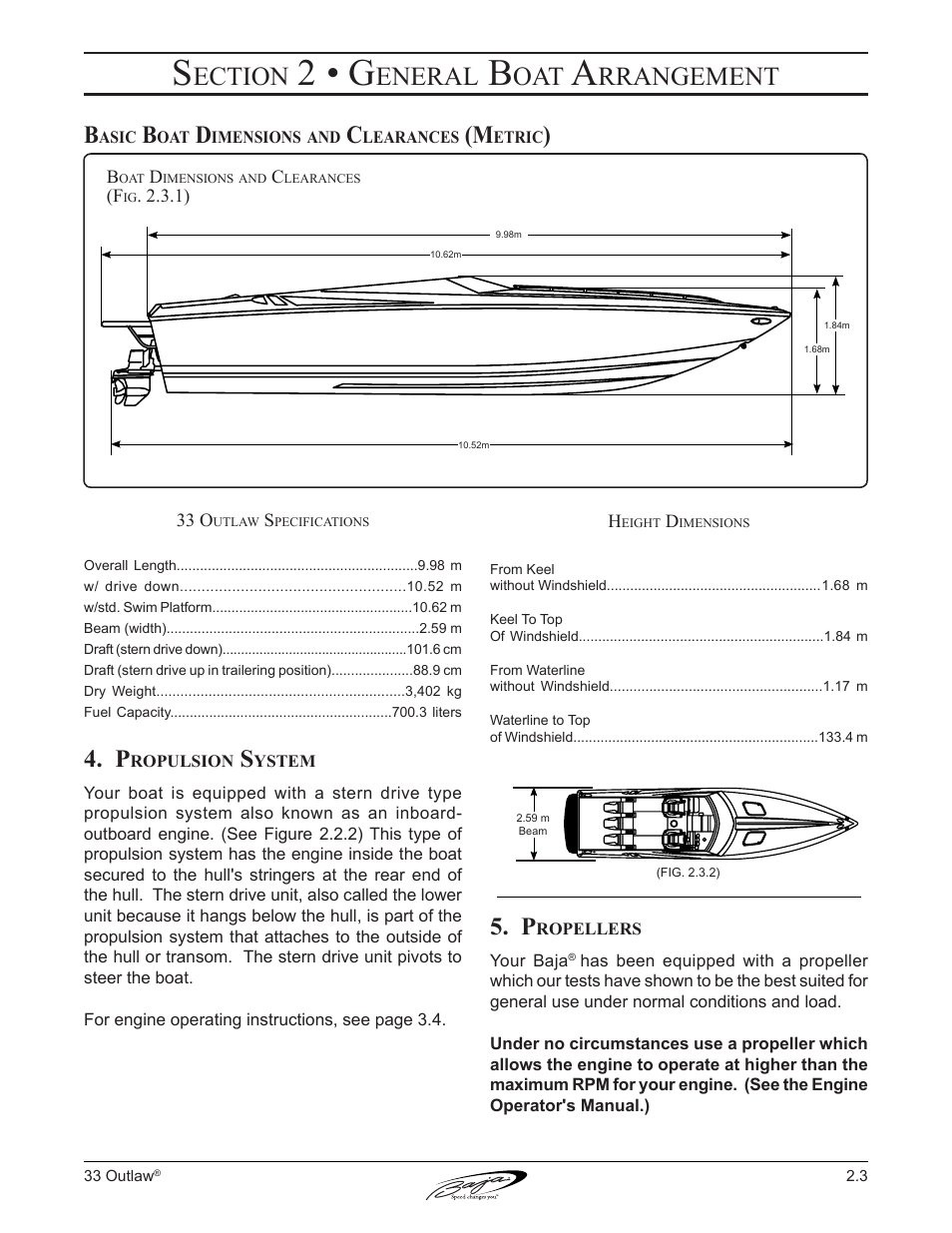 2 • g, Ection, Eneral | Rrangement | Baja Marine Outlaw 33 User Manual | Page 31 / 86