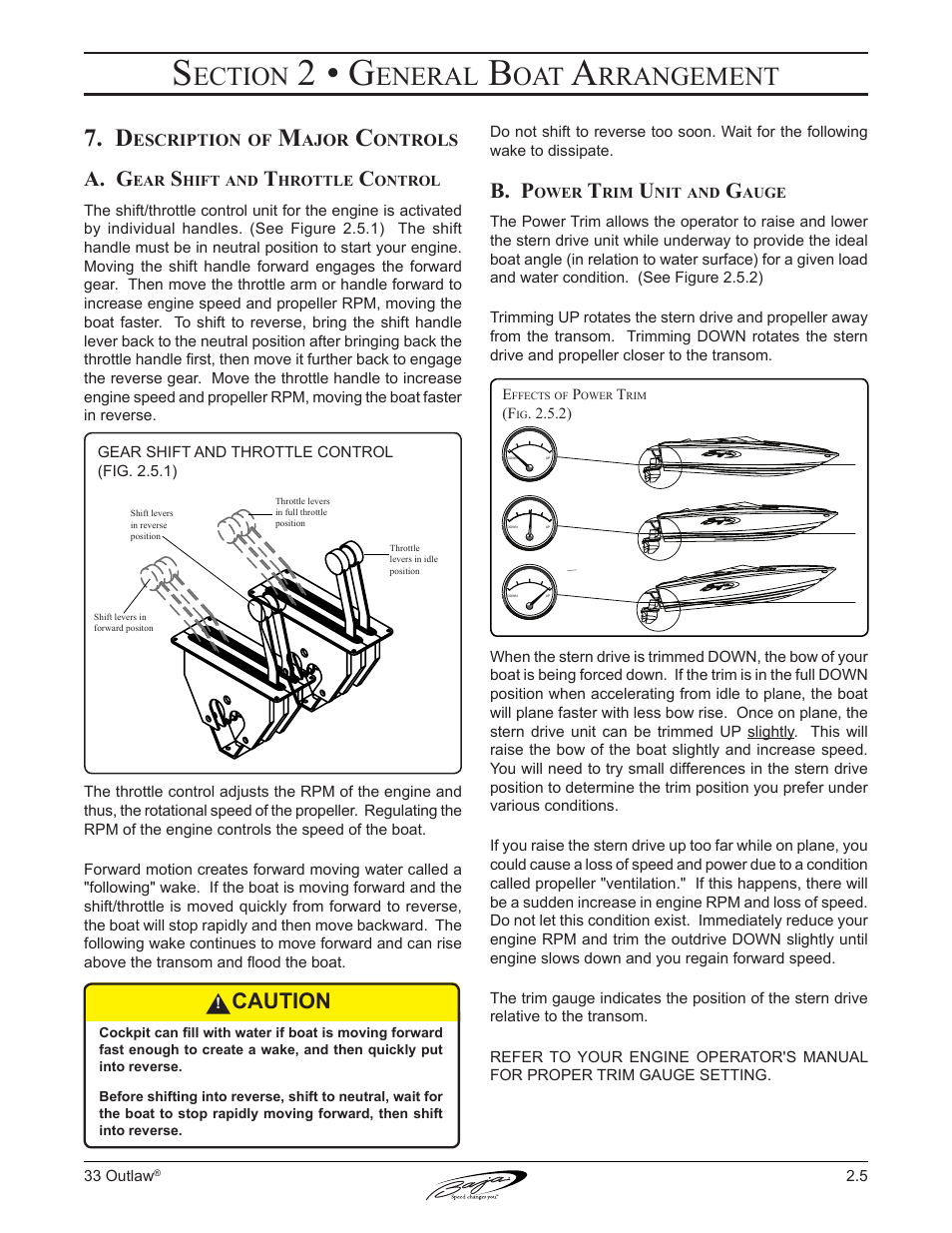 2 • g, Ection, Eneral | Rrangement, A. g, B. p, Caution | Baja Marine Outlaw 33 User Manual | Page 33 / 86