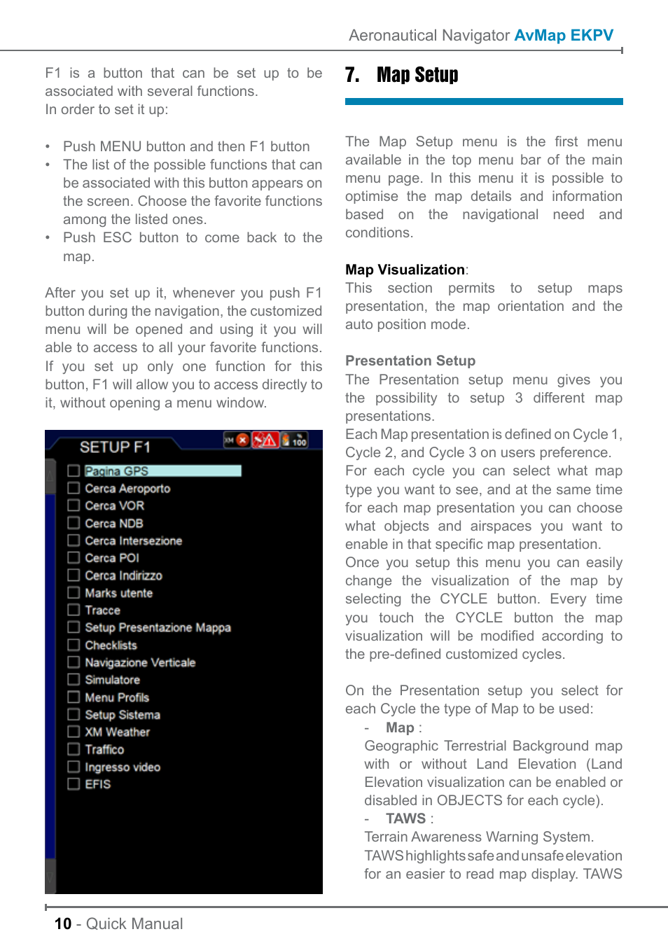 Map setup | AvMap EKP V User Manual User Manual | Page 10 / 30