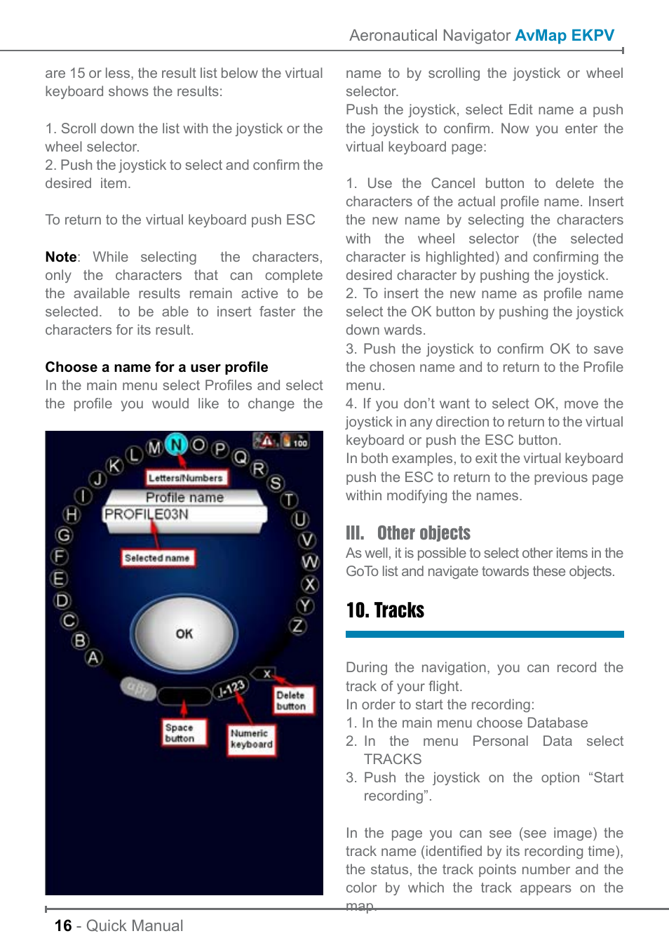 Tracks, Iii. other objects | AvMap EKP V User Manual User Manual | Page 16 / 30