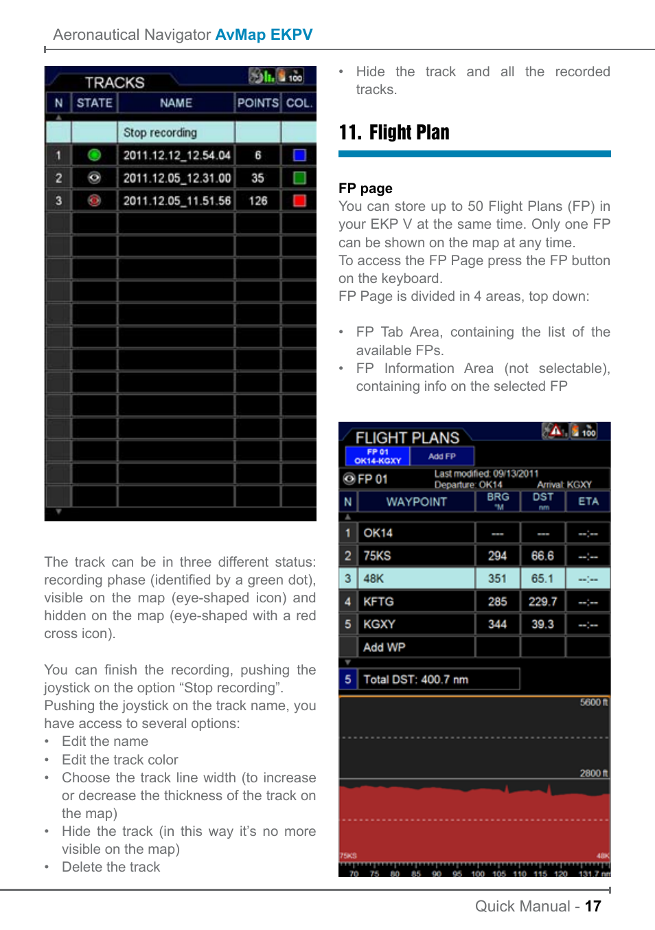 Flight plan | AvMap EKP V User Manual User Manual | Page 17 / 30