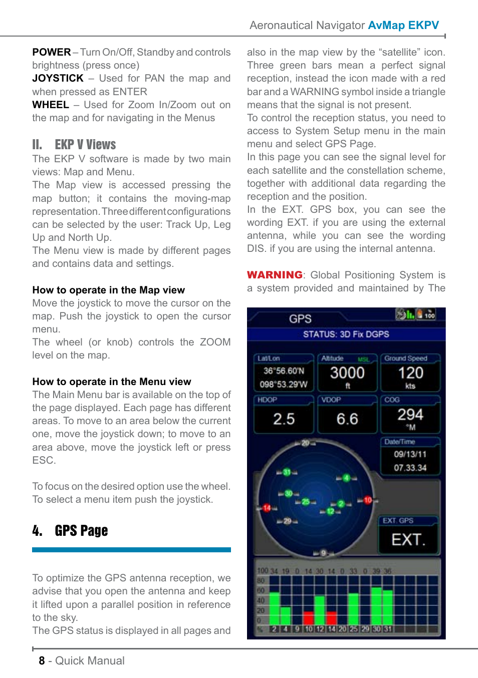 Gps page, Ii. ekp v views | AvMap EKP V User Manual User Manual | Page 8 / 30