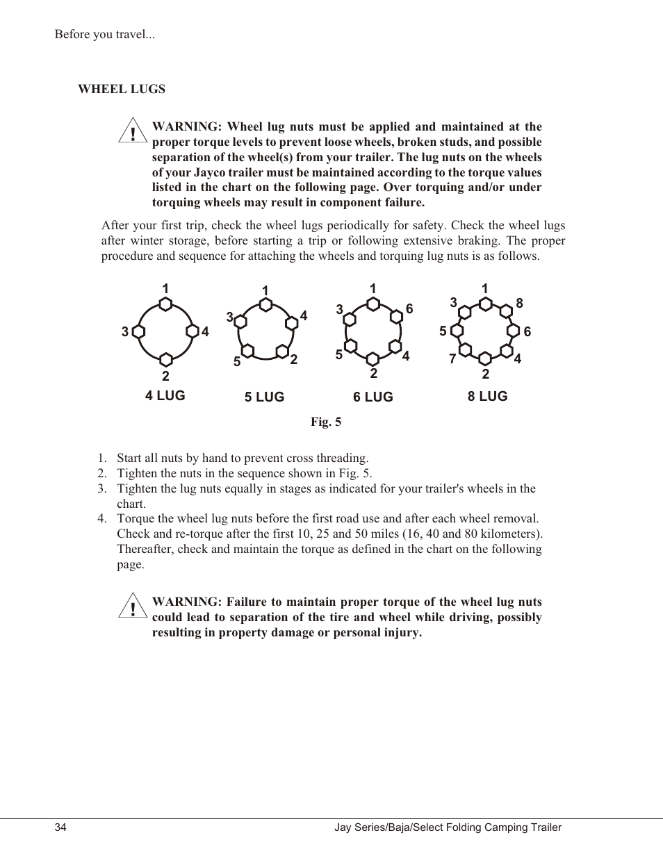 Wheel lugs 34, Wheel lugs | Baja Marine JAY SERIES YEAR 2006 User Manual | Page 44 / 114
