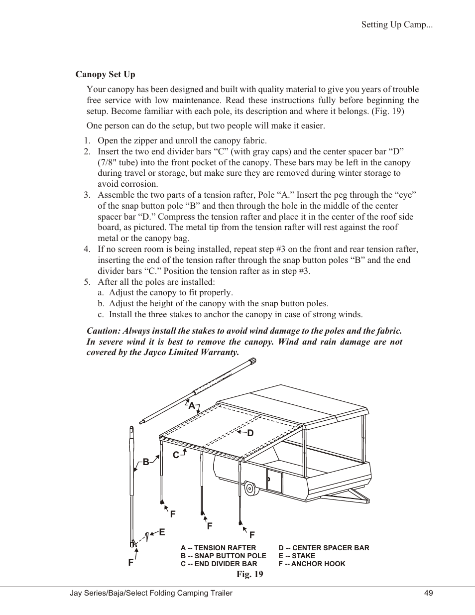 Canopy set up 49, Canopy set up | Baja Marine JAY SERIES YEAR 2006 User Manual | Page 59 / 114