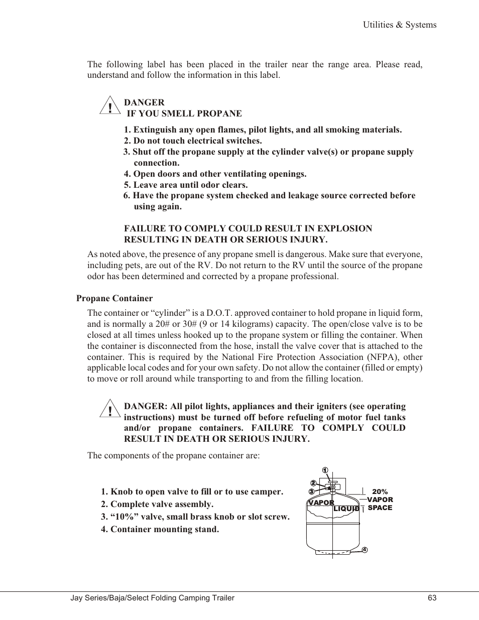 Propane container 63, Propane container | Baja Marine JAY SERIES YEAR 2006 User Manual | Page 73 / 114