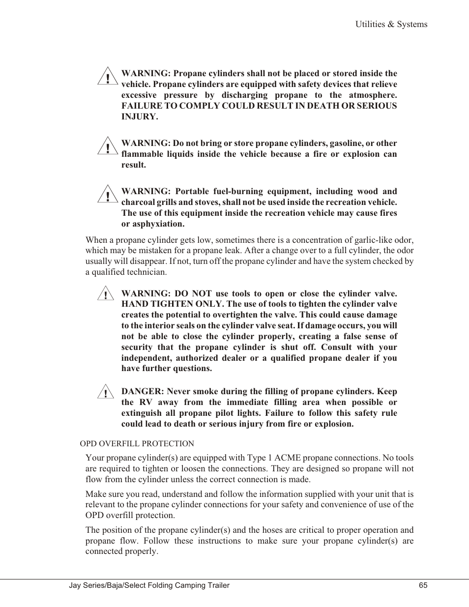 Opd overfill protection 65, Opd overfill protection | Baja Marine JAY SERIES YEAR 2006 User Manual | Page 75 / 114