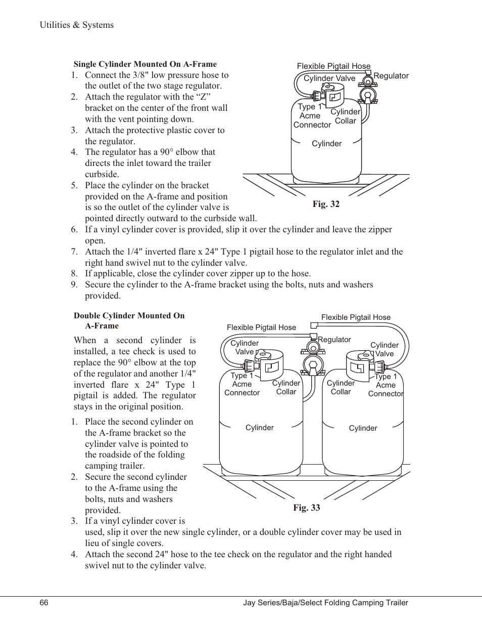 Single cylinder mounted on a-frame 66, Double cylinder mounted on a-frame 66 | Baja Marine JAY SERIES YEAR 2006 User Manual | Page 76 / 114