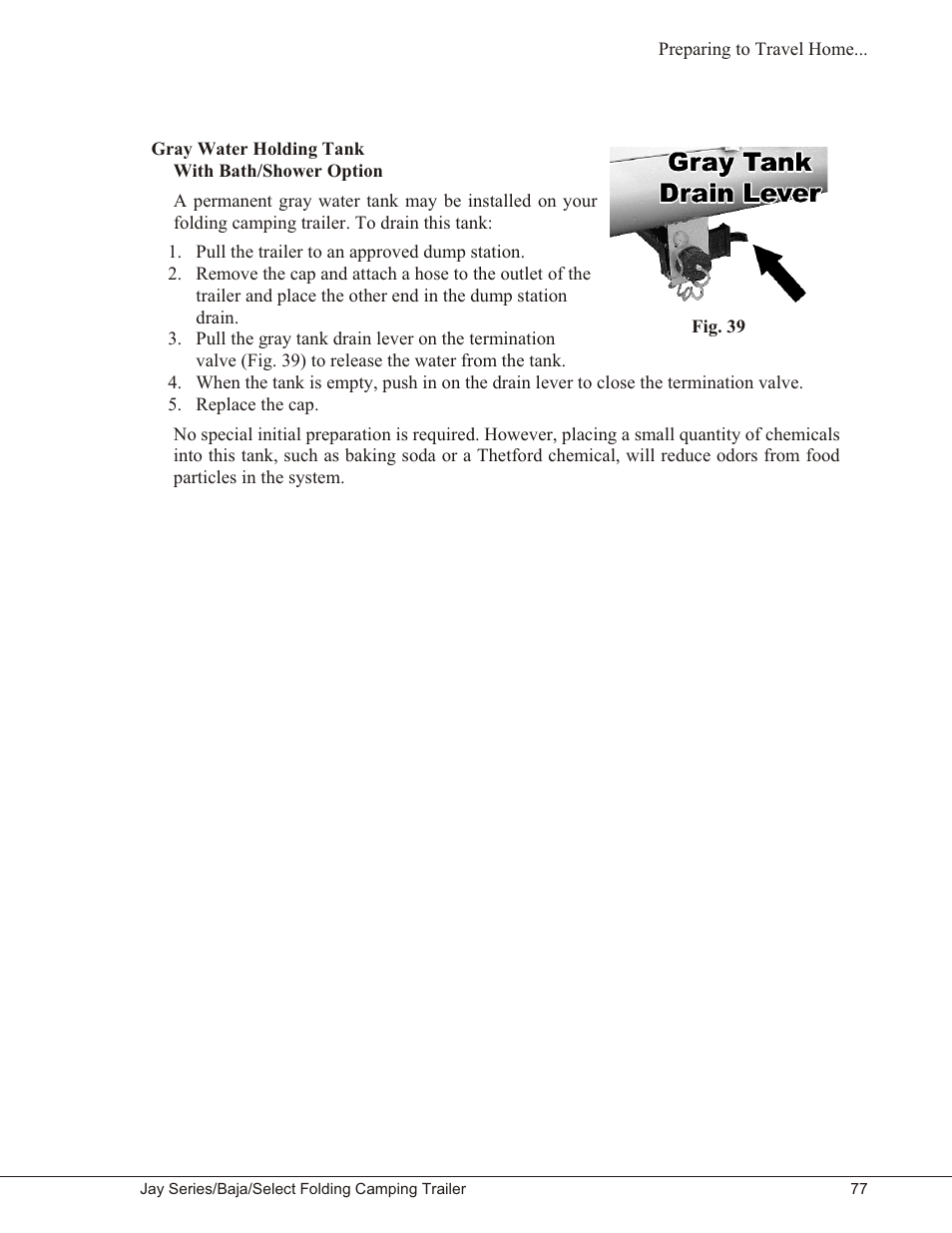 Gray water holding tank 77, Gray water holding tank | Baja Marine JAY SERIES YEAR 2006 User Manual | Page 87 / 114