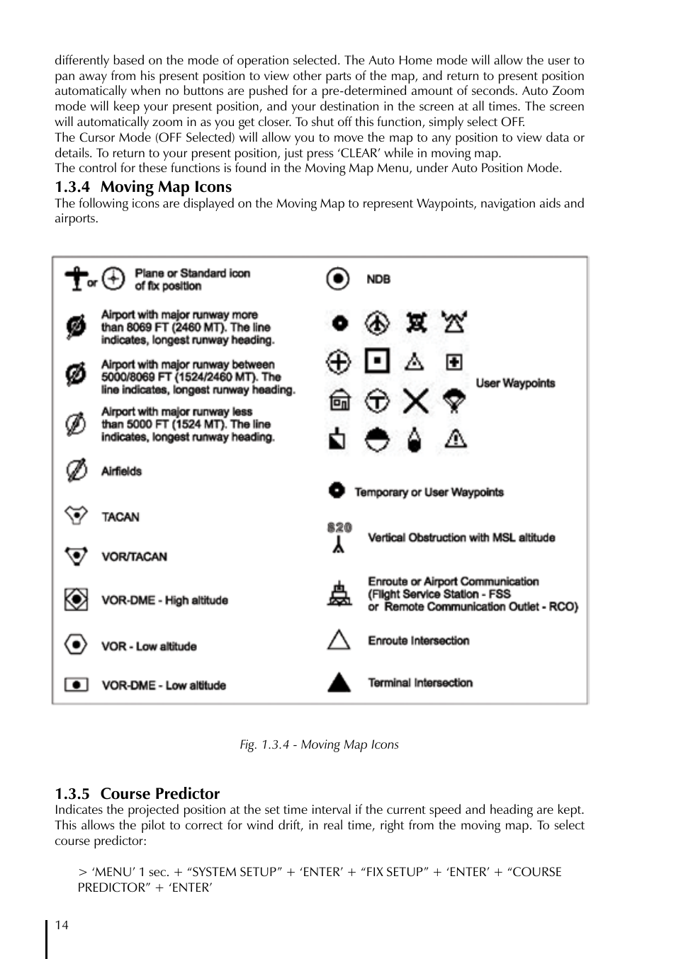 4 moving map icons, 5 course predictor | AvMap EKPIV series User Manual | Page 14 / 96