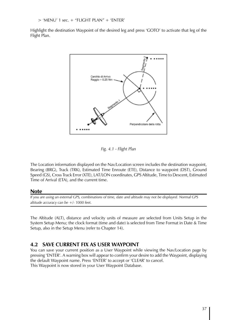 2 save current fix as user waypoint | AvMap EKPIV series User Manual | Page 37 / 96