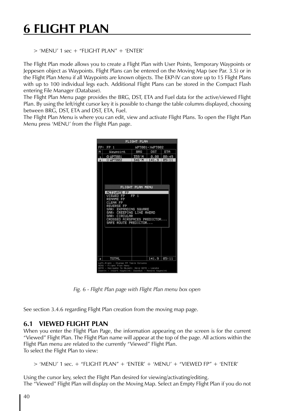 6 flight plan | AvMap EKPIV series User Manual | Page 40 / 96