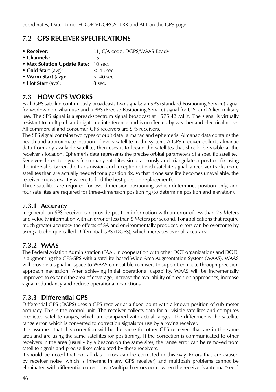 2 gps receiver specifications, 3 how gps works, 1 accuracy | 2 waas, 3 differential gps | AvMap EKPIV series User Manual | Page 46 / 96