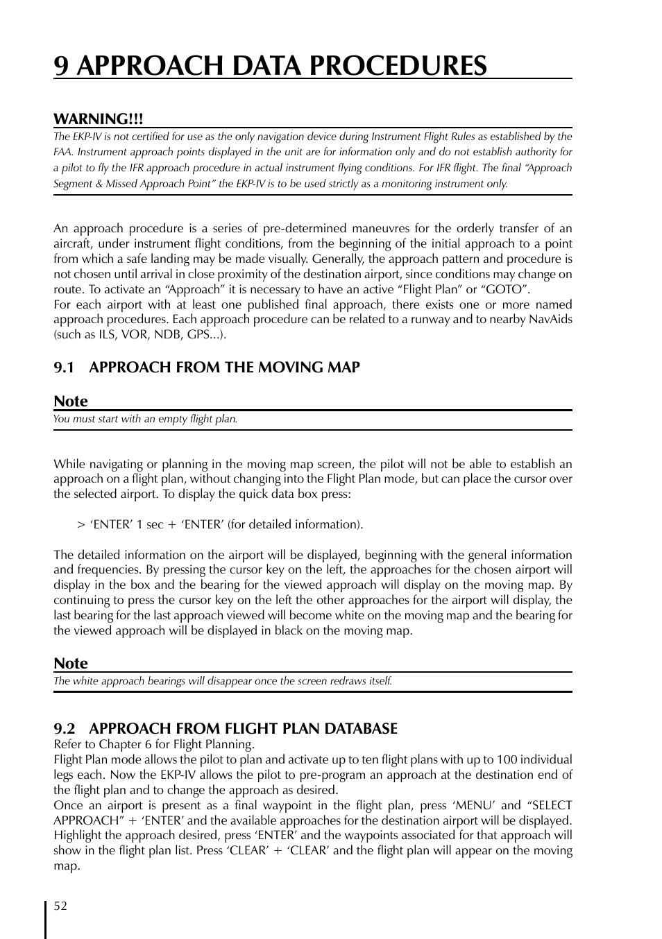 9 approach data procedures | AvMap EKPIV series User Manual | Page 52 / 96