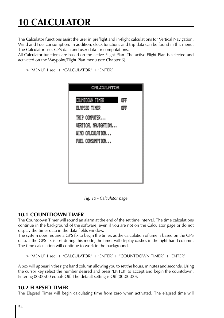 10 calculator | AvMap EKPIV series User Manual | Page 54 / 96