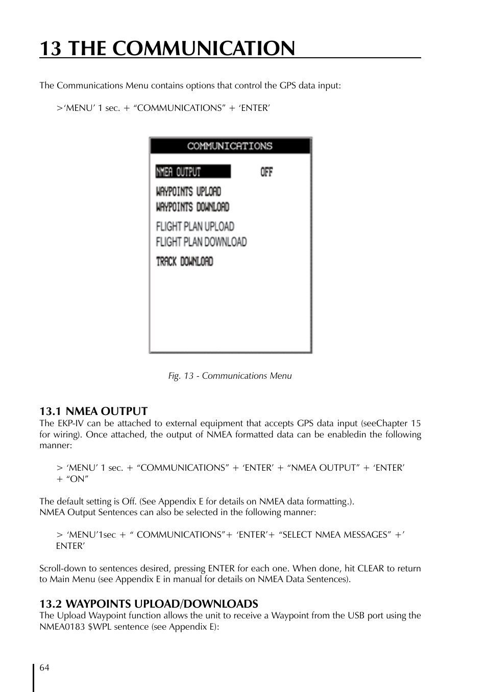 13 the communication | AvMap EKPIV series User Manual | Page 64 / 96