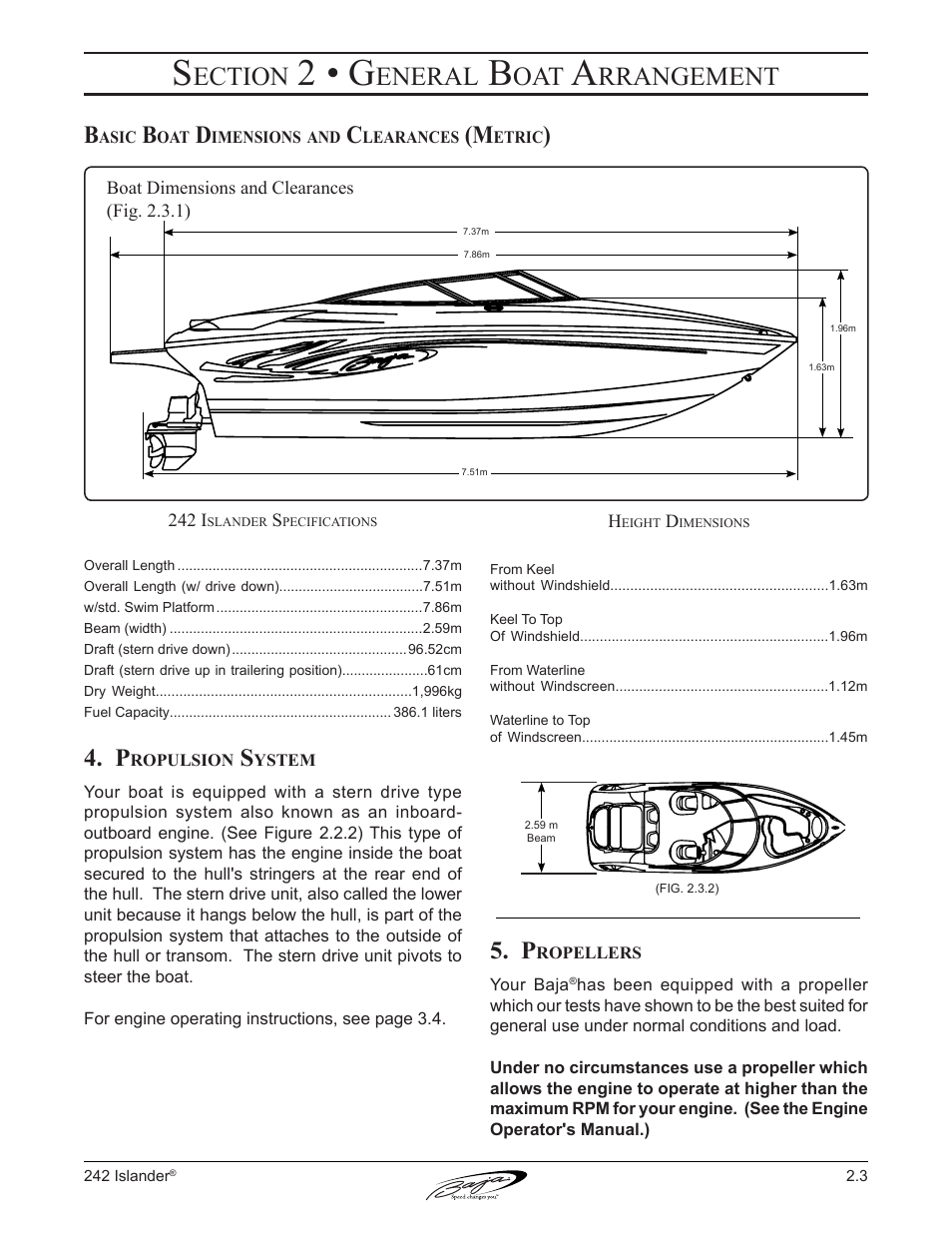 2 • g, Ection, Eneral | Rrangement | Baja Marine Islander 242 User Manual | Page 31 / 83